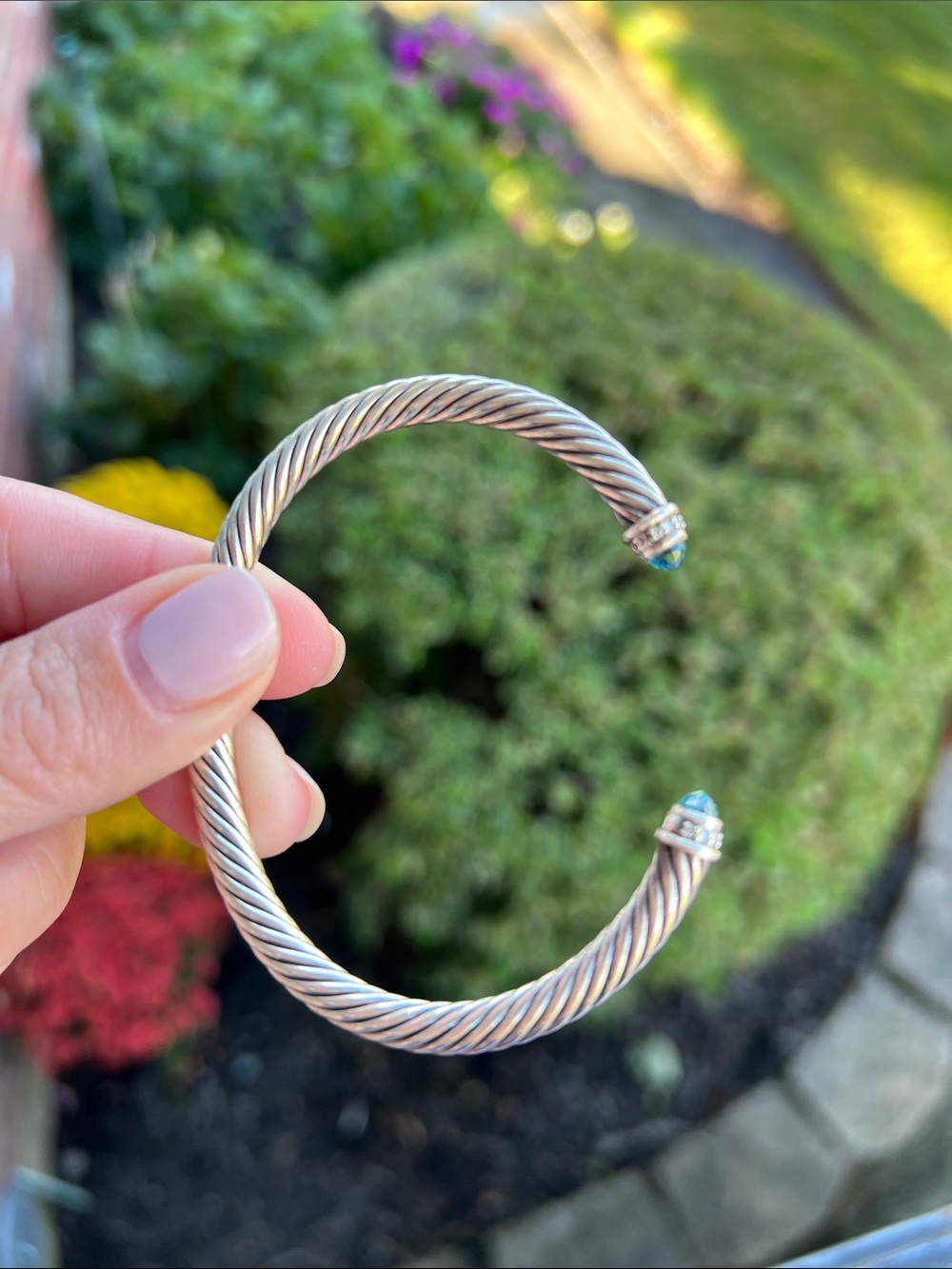 David Yurman Classic Cable Bracelet in Blue Topaz & Diamonds (5mm)